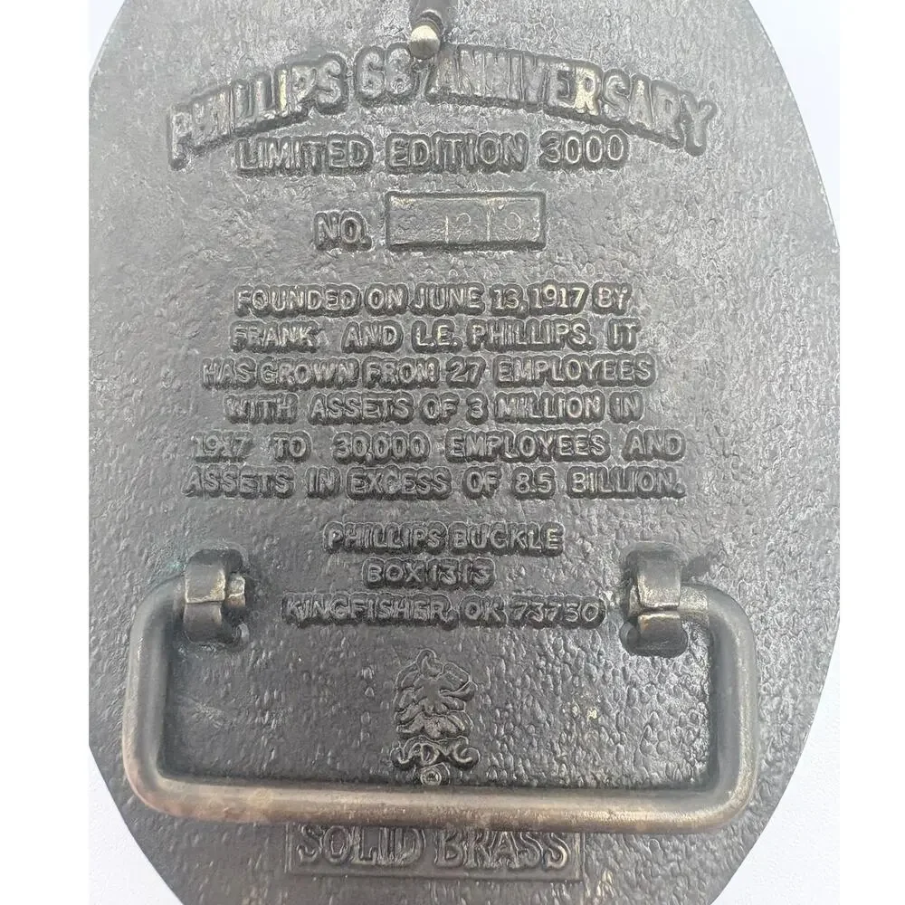 Phillips 66 66th Anniversary Commemorative Brass Belt Buckle